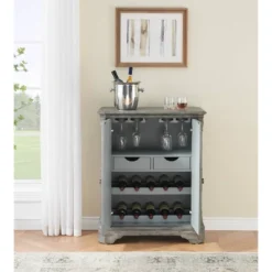 Operose Ville 2 Door Wine Cabinet With White Door Insets Distressed Gray Blue - Treasure Trove Accents -Dine Furniture GUEST 2ce3d32f b77f 4566 bb1e 6ddf350cd451