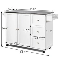 Costway Kitchen Island 2-Door Storage Cabinet Stainless Steel Top W/ Drawers -Dine Furniture GUEST 2cfb420c d714 4745 a4eb 6e5818ab2476