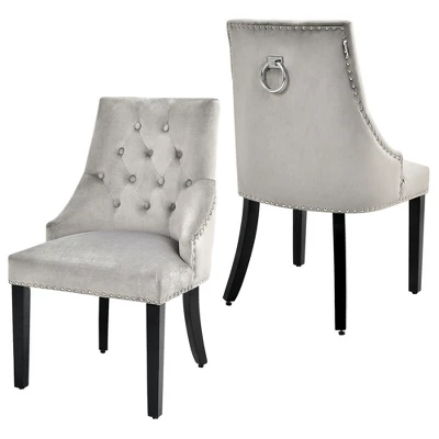 Costway Set Of 2 Button-Tufted Dining Chair Upholstered Armless Side Chair 12 Costway Set Of 2 Button-Tufted Dining Chair Upholstered Armless Side Chair - Image 10
