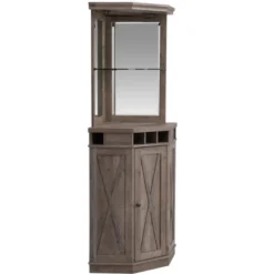 Home Source Charcoal Corner Bar Unit With Built-in Wine Rack And Lower Cabinet -Dine Furniture GUEST 2d86fab2 29ab 420c 994b d861911df342