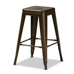 4pc Horton Gunmetal Metal Stackable Counter Stool Set Gray - Baxton Studio