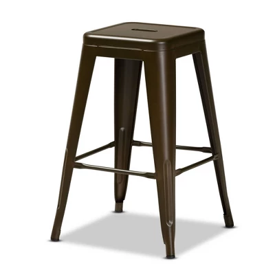 4pc Horton Gunmetal Metal Stackable Counter Stool Set Gray - Baxton Studio 3 4pc Horton Gunmetal Metal Stackable Counter Stool Set Gray - Baxton Studio