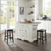 Julia Stainless Steel Top Kitchen Island With 2 Upholstered Saddle Counter Height Barstools White - Crosley -Dine Furniture GUEST 30517073 ad59 4681 b02f 78c14ac52ed4