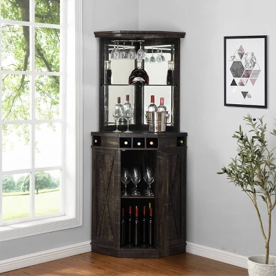 Corner Bar With Wine Rack - Home Source 3 Corner Bar With Wine Rack - Home Source