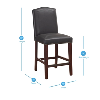 Carteret Gray Leather Counter Stool In Espresso - Comfort Pointe 9 Carteret Gray Leather Counter Stool In Espresso - Comfort Pointe - Image 7