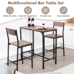 Costway 3PCS Bar Table Set Industrial Counter Height Dining Table Set W/2 Stools -Dine Furniture GUEST 31dcd86b 224e 461f 9ce8 fe893daaecda