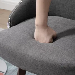 HOMCOM Bar Stools Set Of 2, Linen Fabric Kitchen Counter Stools With Nailhead Trim, Rubber Wood Legs And Footrest For Dining Room, Counter, Pub -Dine Furniture GUEST 32813994 4184 4812 90bc 41916b01bc2d