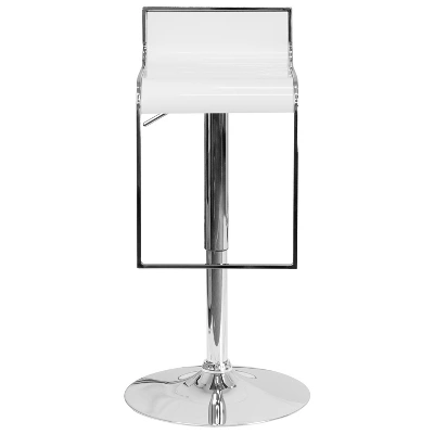 Emma And Oliver White Plastic Adjustable Height Barstool With Chrome Drop Frame 6 Emma And Oliver White Plastic Adjustable Height Barstool With Chrome Drop Frame - Image 4