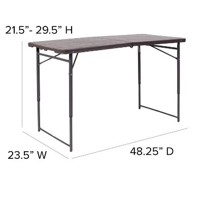 Emma And Oliver 4-Foot Height Adjustable Bi-Fold Dark Gray Plastic Folding Table With Handle 5 Emma And Oliver 4-Foot Height Adjustable Bi-Fold Dark Gray Plastic Folding Table With Handle - Image 3