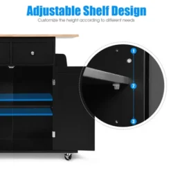 Costway Rolling Kitchen Island Utility Trolley Cabinet Storage Spice Towel Rack -Dine Furniture GUEST 352aa105 2522 434c 889e 95b5d9489199