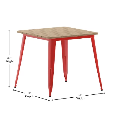 Merrick Lane Indoor/Outdoor Dining Table, 31.5" Square All Weather Poly Resin Top With Steel Base 7 Merrick Lane Indoor/Outdoor Dining Table, 31.5" Square All Weather Poly Resin Top With Steel Base - Image 5