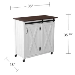 Lashire Barn Door Kitchen Cart Dark Brown/White - Aiden Lane -Dine Furniture GUEST 35fc2bf9 1d95 4fed ae96 379f4b7ea9e7
