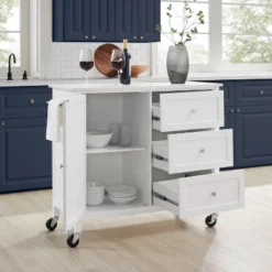 Soren Stone Top Kitchen Island/Cart White - Crosley -Dine Furniture GUEST 3734034a b40b 4ef2 8697 1ae5f576b134