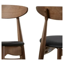 Set Of 2 Cortland Danish Modern Walnut Dining Chair - Inspire Q -Dine Furniture GUEST 376ec4b5 208d 4404 b1a6 ba606787a412