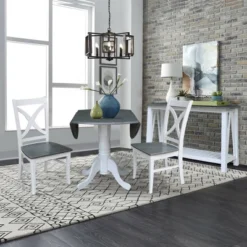 42" Lillith Dual Drop Leaf Dining Table With 2 X-Back Chairs White/Heather Gray - International Concepts 14 42" Lillith Dual Drop Leaf Dining Table With 2 X-Back Chairs White/Heather Gray - International Concepts -Dine Furniture GUEST 3802bb87 b2fe 4027 bec9 be83d4edc2f4