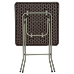 Flash Furniture 1.95-Foot Square Brown Rattan Plastic Folding Table -Dine Furniture GUEST 38107a30 c523 4723 95f5 36e1138b1712