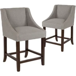 Flash Furniture Carmel Series 24" High Transitional Wood Counter Height Stool With Accent Nail Trim, Set Of 2 -Dine Furniture GUEST 383e5498 cbfe 4547 aba1 b532d9ae4d71