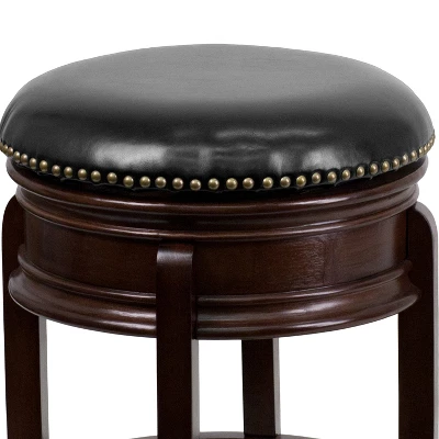 Merrick Lane Clara Backless Wooden Counter Stool With Faux Leather 360 Degree Swivel Seat 11 Merrick Lane Clara Backless Wooden Counter Stool With Faux Leather 360 Degree Swivel Seat - Image 9