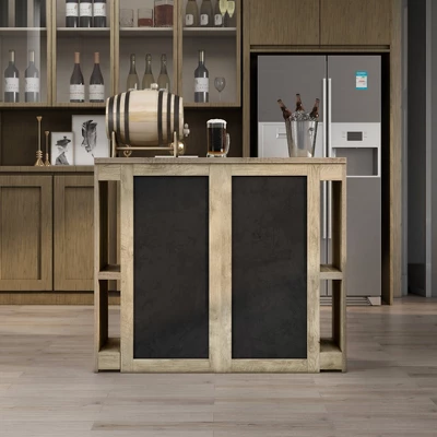 47.2" Geisert Farmhouse 9 Shelf Bar Table Weathered Oak - MiBasics 4 47.2" Geisert Farmhouse 9 Shelf Bar Table Weathered Oak - MiBasics - Image 2