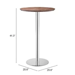41" Elegant Chromed Steel Round Bar Table Walnut - ZM Home -Dine Furniture GUEST 3b502530 c584 4bb4 85ec b0c798260346