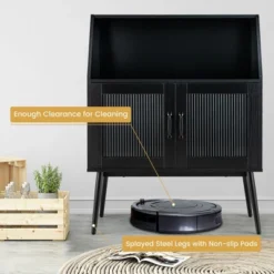 Costway Kitchen Storage Cupboard Buffet Cabinet Sideboard W/ Open Cubby & 2 Glass Doors -Dine Furniture GUEST 3b653120 94ae 4865 820c cd109200e411