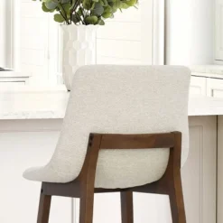 South 28" Seat Height Upholstered Bar Stool With Rubberwood Legs And Stainless Steel Foot Rest(Set Of 2) -The Pop Maison -Dine Furniture GUEST 3b723187 3938 4826 9926 9955d3bf3d55