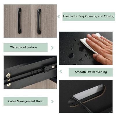 Costway 3-Door 71'' Kitchen Buffet Pantry Storage Cabinet W/Hutch Adjustable Shelf Black 9 Costway 3-Door 71'' Kitchen Buffet Pantry Storage Cabinet W/Hutch Adjustable Shelf Black - Image 7