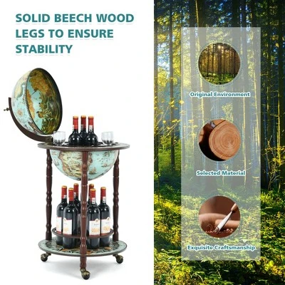Costway 17'' Globe Wine Kitchen Stand 16th Century Italian Map Liquor Bottle Shelf Cart 8 Costway 17'' Globe Wine Kitchen Stand 16th Century Italian Map Liquor Bottle Shelf Cart - Image 6