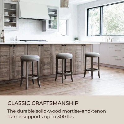 Maven Lane Eva Round Backless Kitchen Swivel Stool, Reclaimed Oak Finish 5 Maven Lane Eva Round Backless Kitchen Swivel Stool, Reclaimed Oak Finish - Image 3