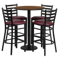 Emma And Oliver 30" Round Laminate Table Set With 4 Ladder Back Metal Stools 14 Emma And Oliver 30" Round Laminate Table Set With 4 Ladder Back Metal Stools -Dine Furniture GUEST 3d4cc219 2704 47a4 9444 2784d3cbbd9f