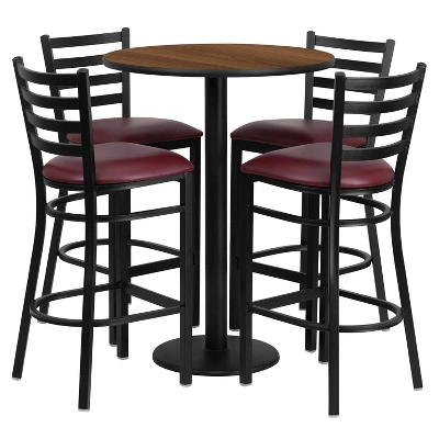 Emma And Oliver 30" Round Laminate Table Set With 4 Ladder Back Metal Stools 8 Emma And Oliver 30" Round Laminate Table Set With 4 Ladder Back Metal Stools - Image 6