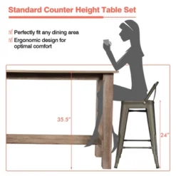 Costway 5 PCS Dining Table Set Kitchen Rectangular Counter Height Table W/ 4 Bar Stools -Dine Furniture GUEST 3d6965e5 77a2 489a 9560 6e36aa906ee4