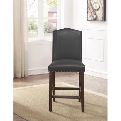 Carteret Gray Leather Counter Stool In Espresso - Comfort Pointe 5 Carteret Gray Leather Counter Stool In Espresso - Comfort Pointe - Image 3
