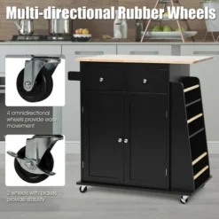 Costway Rolling Kitchen Island Utility Trolley Cabinet Storage Spice Towel Rack -Dine Furniture GUEST 3f60cd5c fdf8 4caf a58a a30f473b1945