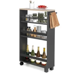 Costway 4-Tier Slim Kitchen Storage Cart Narrow Slide Out Trolley Adjustable Shelf WhiteGrey 22 Costway 4-Tier Slim Kitchen Storage Cart Narrow Slide Out Trolley Adjustable Shelf WhiteGrey -Dine Furniture GUEST 408d180e de6b 4a0e 9218 3f2c1a9b633d
