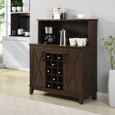 Home Source Bar Cabinet With Wine Rack In Charcoal Finish 7 Home Source Bar Cabinet With Wine Rack In Charcoal Finish - Image 5