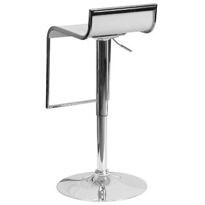 Emma And Oliver White Plastic Adjustable Height Barstool With Chrome Drop Frame 4 Emma And Oliver White Plastic Adjustable Height Barstool With Chrome Drop Frame - Image 2