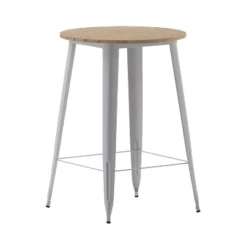 Emma And Oliver Indoor/Outdoor Bar Top Table, 30" Round All Weather Poly Resin Top With Steel Base -Dine Furniture GUEST 41b14972 ff08 4232 8ebb 652cce53a064