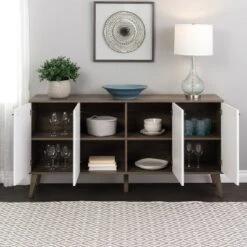 Milo Mid-Century Modern 4 Door Buffet Server - Prepac -Dine Furniture GUEST 42ff4300 e6c5 4c37 91d6 1e53d2e08b1f