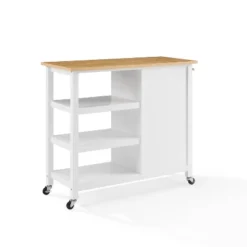 Tristan Open Kitchen Island Cart White/Natural - Crosley -Dine Furniture GUEST 434e40c5 3472 4795 95d8 57de1c1ef44a