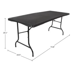 Folding Table Set - Set Of 2 Lightweight Portable Tables - 6-Foot-Long Plastic Tabletops For Camping, Parties, And Dining By Everyday Home (Black) -Dine Furniture GUEST 43528ba5 dbe3 4d66 ab7e 284ab6c7b37d