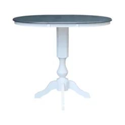 36" Kent Round Top Bar Height Pedestal Dining Table With 12" Leaf White/Heather Gray - International Concepts -Dine Furniture GUEST 43bbce97 75de 4f68 94f1 9340d5a13452