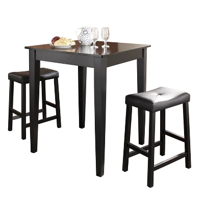 3pc Pub Dining Set With Upholstered Saddle Stools Black - Crosley 4 3pc Pub Dining Set With Upholstered Saddle Stools Black - Crosley - Image 2