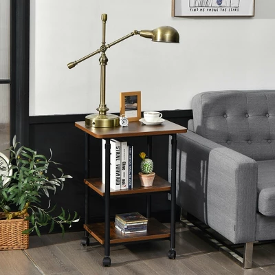 Costway 3-Tier Rolling Adjustable Printer Cart Machine Stand Storage Rack Brown 4 Costway 3-Tier Rolling Adjustable Printer Cart Machine Stand Storage Rack Brown - Image 2