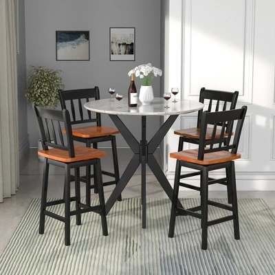 Costway 4PCS Bar Stool 24.5'' Swivel Counter Height Chair W/ Footrest 4 Costway 4PCS Bar Stool 24.5'' Swivel Counter Height Chair W/ Footrest - Image 2