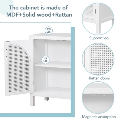 60" Large Storage Space Sideboard With Artificial Rattan Door And Metal Handles - ModernLuxe 7 60" Large Storage Space Sideboard With Artificial Rattan Door And Metal Handles - ModernLuxe - Image 5