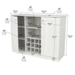 2 Doors Buffet Cabinet White - Inval -Dine Furniture GUEST 465cee14 a45f 4f54 a687 0eb6d9c0700c