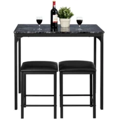 3 Piece Counter Height Dining Set Faux Marble Table 2 Chairs Kitchen Bar -Dine Furniture GUEST 47708328 e934 448b 8c82 01beb68e60f1