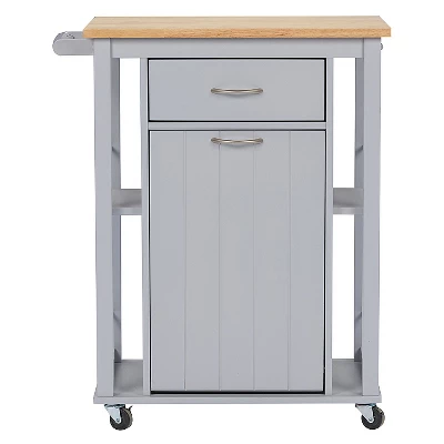 Yonkers Contemporary Kitchen Cart With Wood Top Light Gray - Baxton Studio 3 Yonkers Contemporary Kitchen Cart With Wood Top Light Gray - Baxton Studio