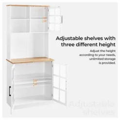 Yaheetech Kitchen Pantry Storage Kitchen Buffet With 3 Cabinets, White -Dine Furniture GUEST 481005de e842 4555 a411 c208d94c56f2